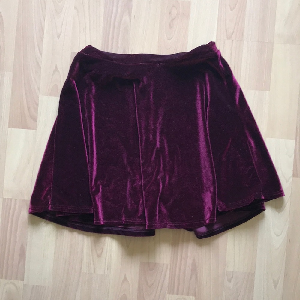 Red mini velvet skirt